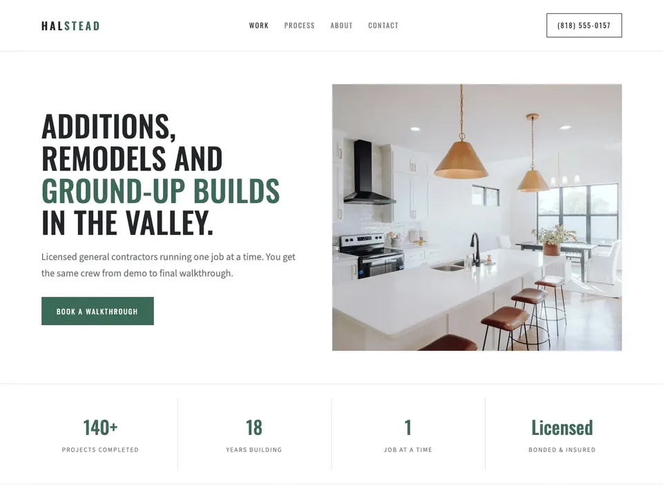 Sample website for a remodeling contractor