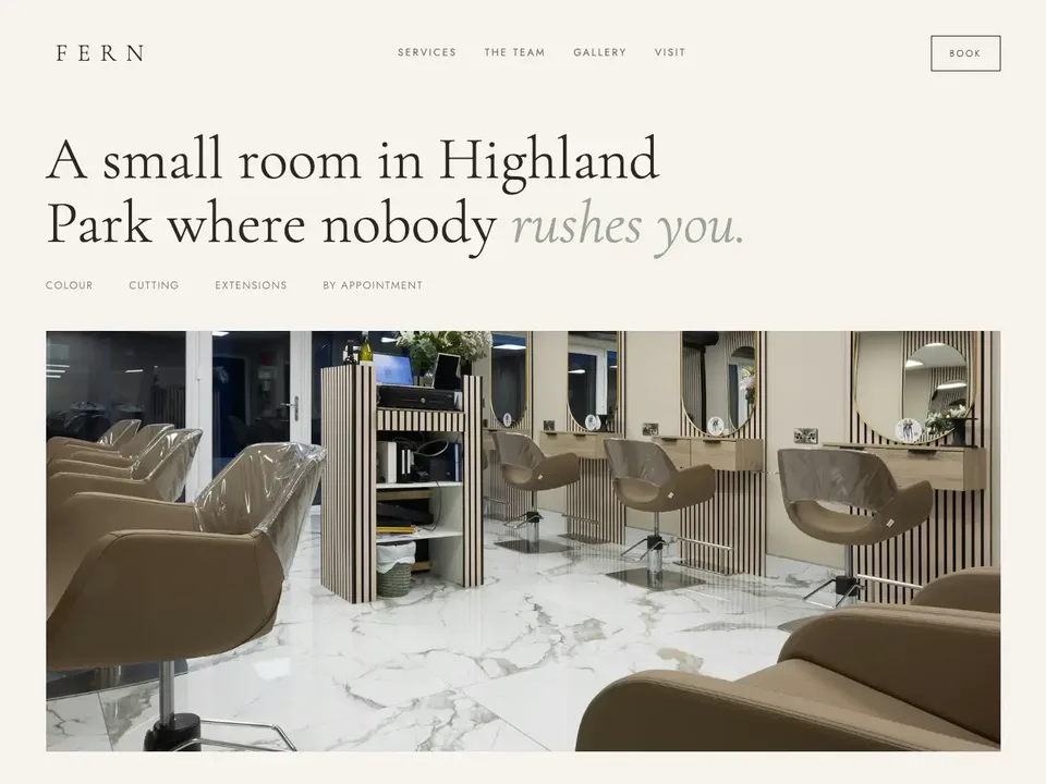 Sample website for a hair salon